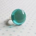Fused Glass Ring in Mineral Green and Aqua Blue - Adjustable Handmade Cocktail Ring