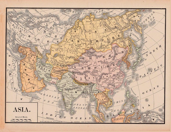 Map Of Asia With China Tibet Persia India Arabia And