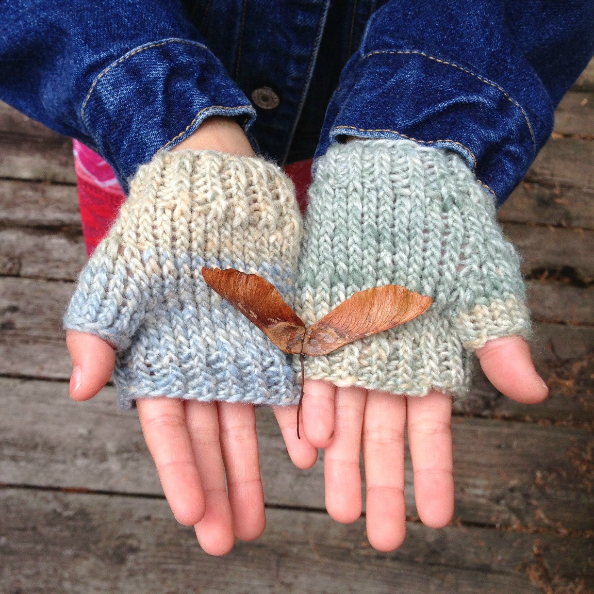 SALE Children's Fingerless Gloves Silk Blend Wool by FlowerPot