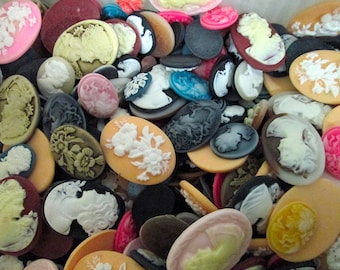 25pc assorted mix of cameo cabochons, cute cab grab bag
