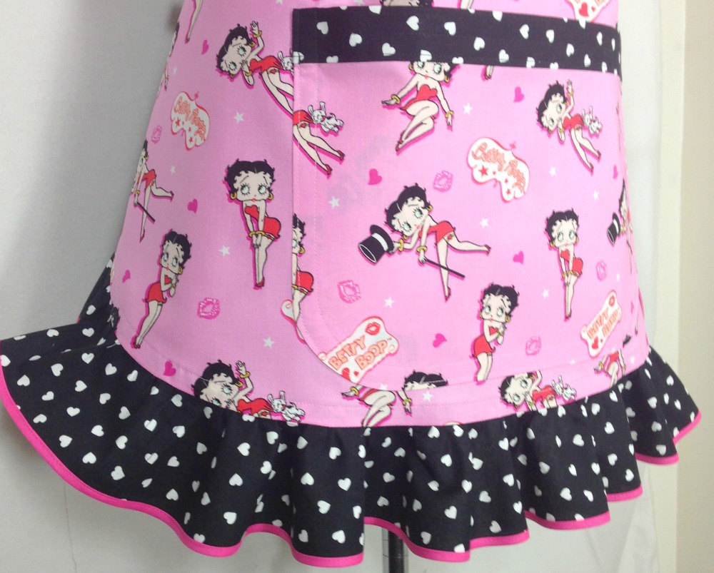 Betty Boop Apron Retro Kitchen Decor in Pink Black and