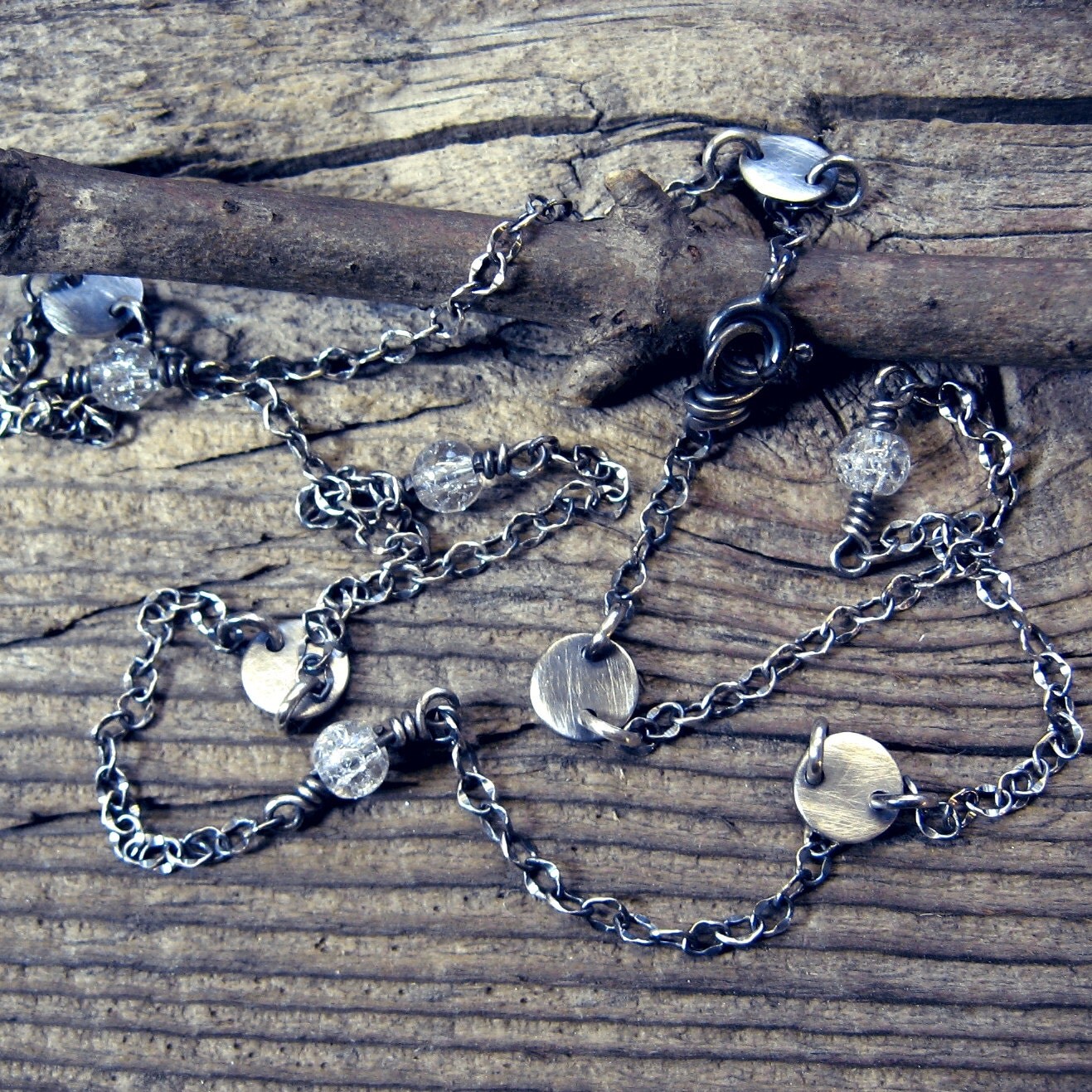 Cracked crystal Necklace. layering necklace by LisasLovlies