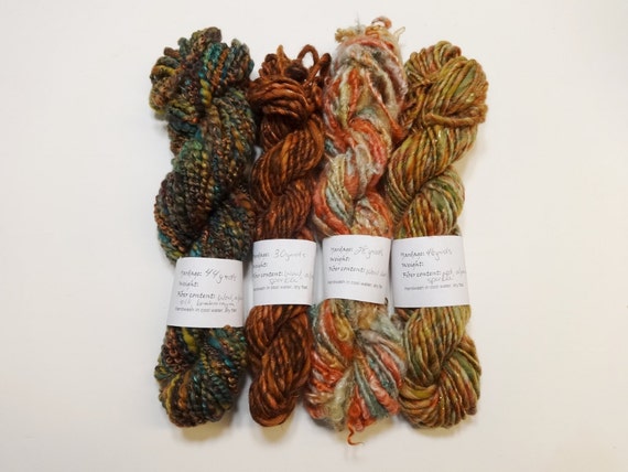 SALE Handspun Yarn Skein Collection Autumn Art Yarn 4 mini