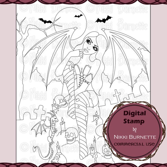 Items similar to Digital Stamp Printable Coloring Page Fantasy Art