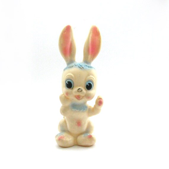 Vintage 1960s Squeaky Toy Bunny Rabbit Rubber Squeeze Toy