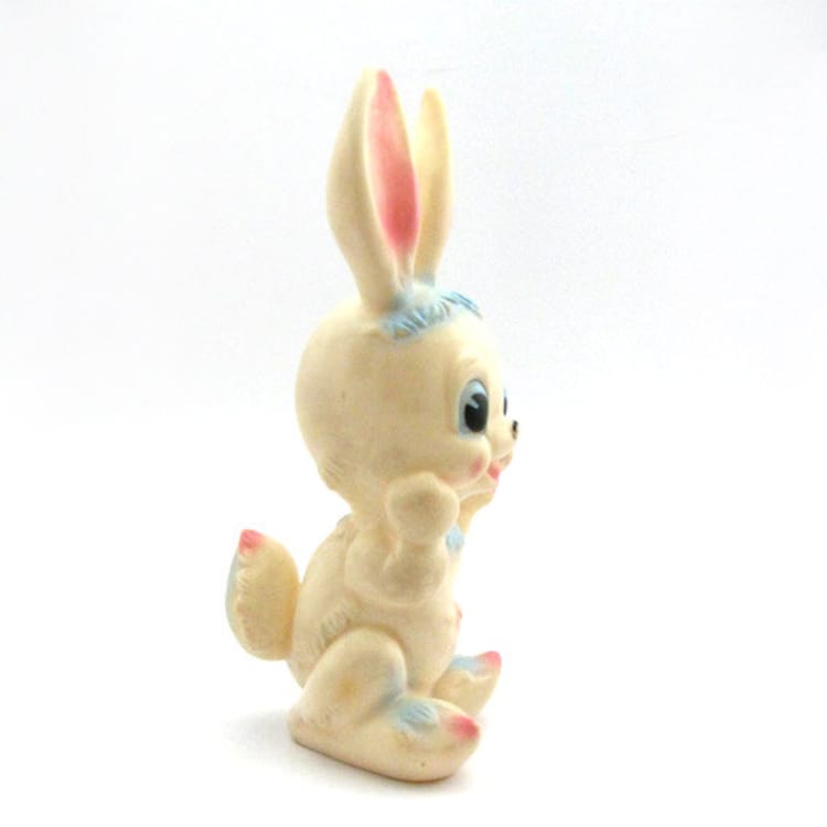 Vintage 1960s Squeaky Toy Bunny Rabbit Rubber by ModandMint