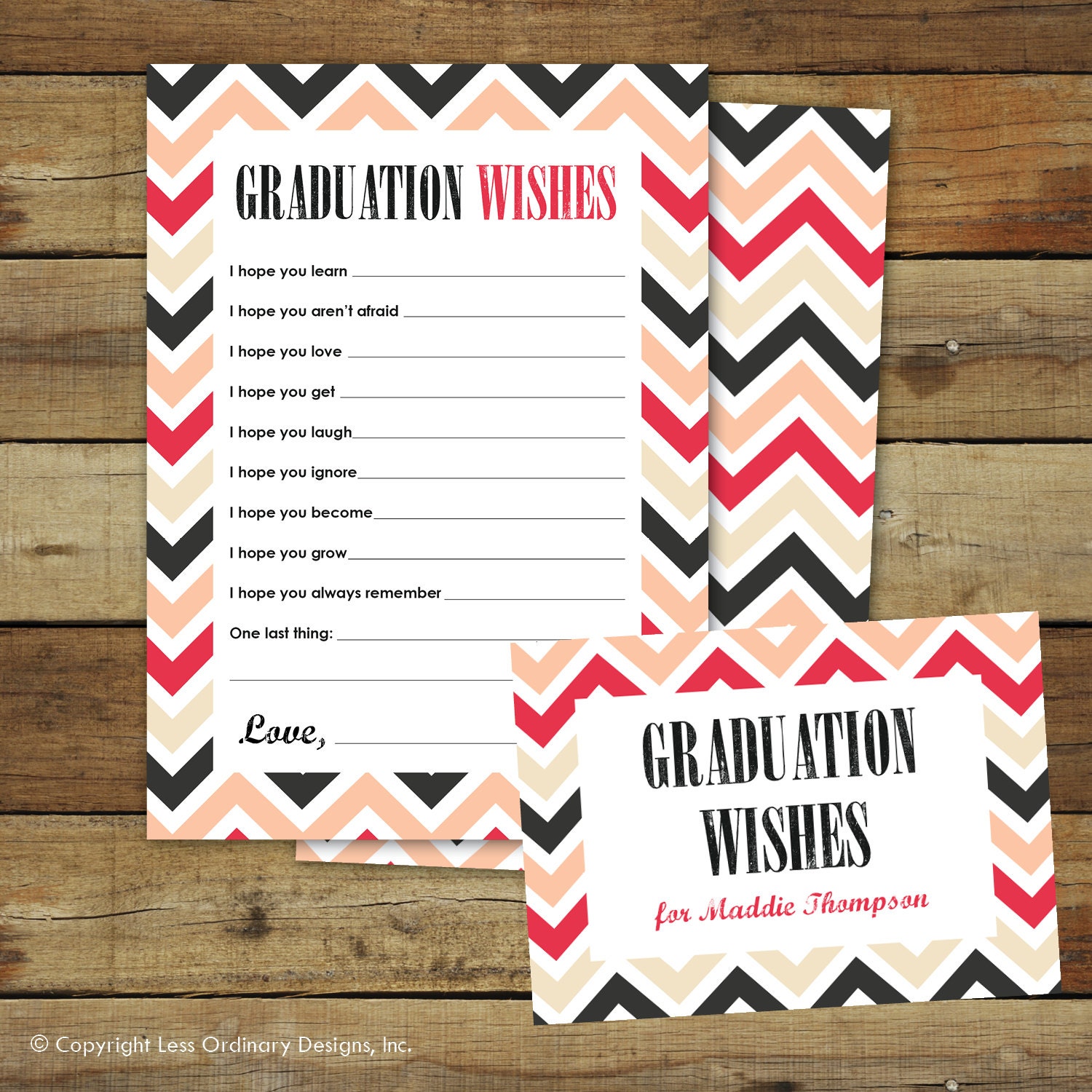 Graduation wishes advice cards instant download editable