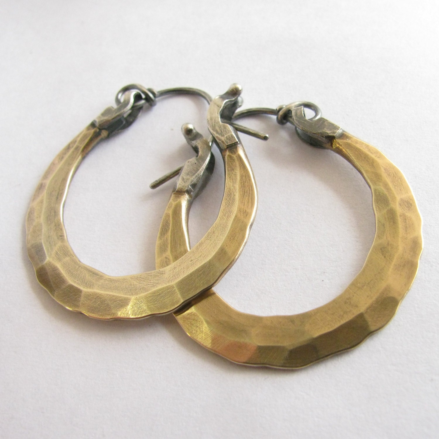 Small Bronze Earrings Hoop Earrings Sterling Silver And