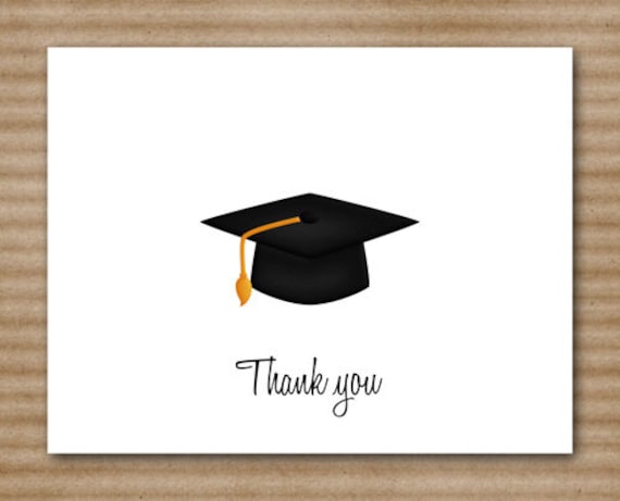 Set Of 8 Graduation Thank You Cards Hat By Paperhousedesigns