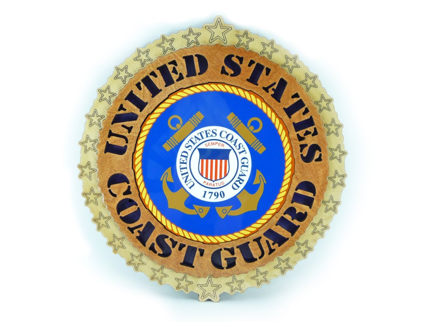 US COAST GUARD Plaque Laser Cut Color Center Wood Wooden