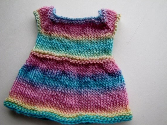 Waldorf Toy Dress Rainbow Sweater Dress Hand Knit by Katidids