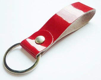 Red Gross Genuine Leather Key Fob/Key Keeper/Key Holder/Key Ring - Gift under 15 - Gift for Him