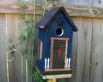 Folk Art Primitive Garden Cottage Birdhouse