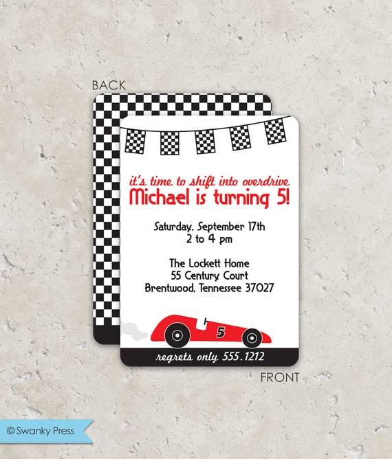 Race Car Birthday Invitations - Personalized - with 2-sided printing Il_570xn