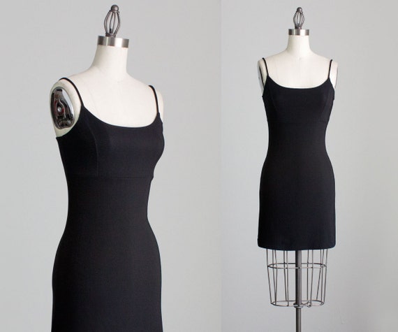 90s Vintage Black Spandex Mini Dress / 1990s Bodycon Mini