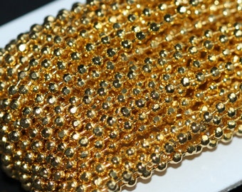 10 ft spool of Gold plated brass faceted ball chain 2.4mm