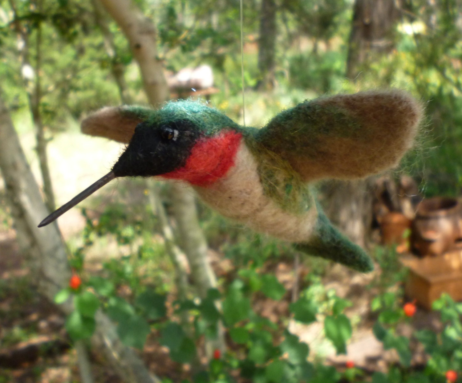 DIY Ruby Throated Hummingbird Needle Felting Kit Gift