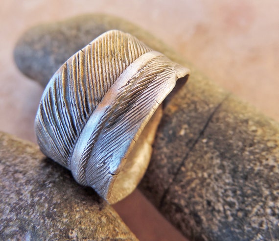 sale fine silver vulture feather wide band ring size 9 sale fine silver vulture feather wide band ring size 9