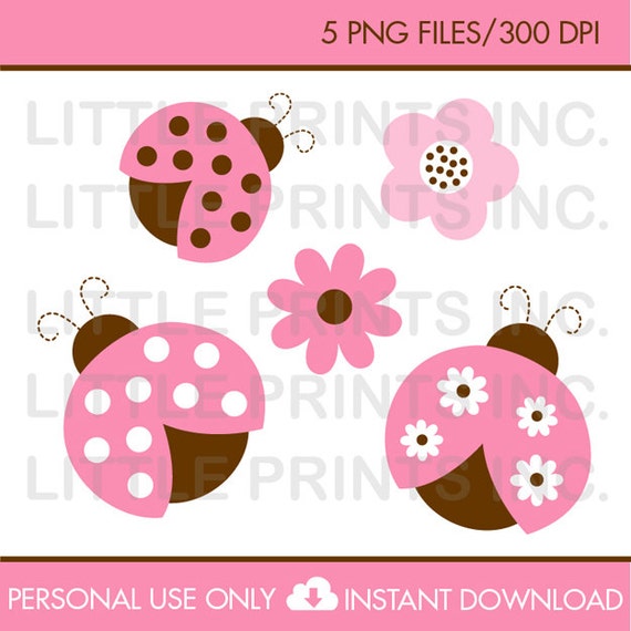 Pink Ladybug Clipart INSTANT DOWNLOAD Il_570xn