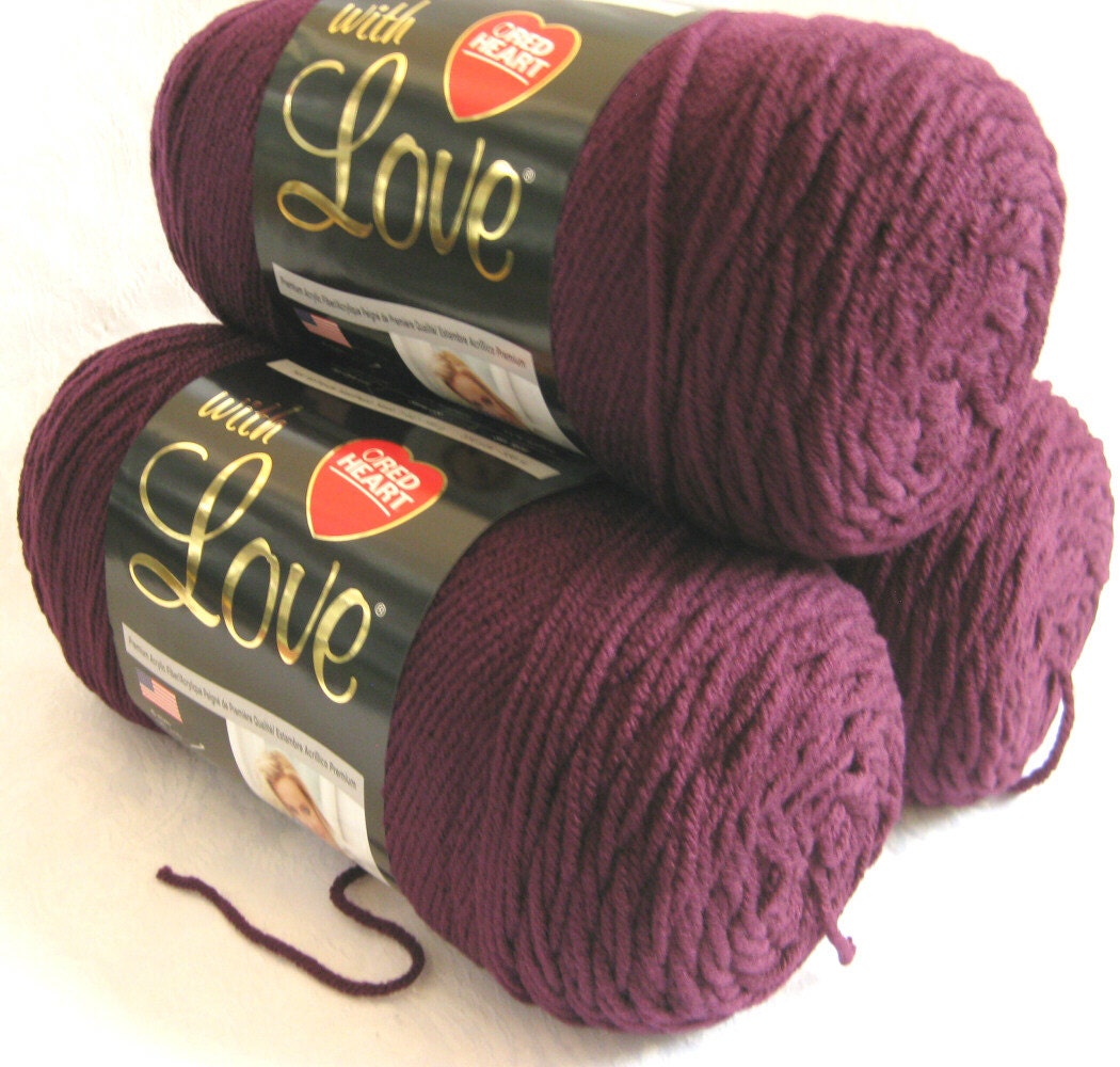 Red Heart With Love yarn GRAPE JAM worsted weight by crochetgal