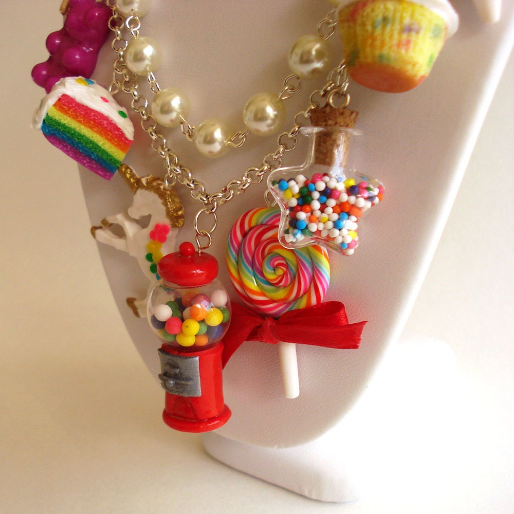 Statement Necklace Kawaii Rainbow Candy Shop Necklace Dessert