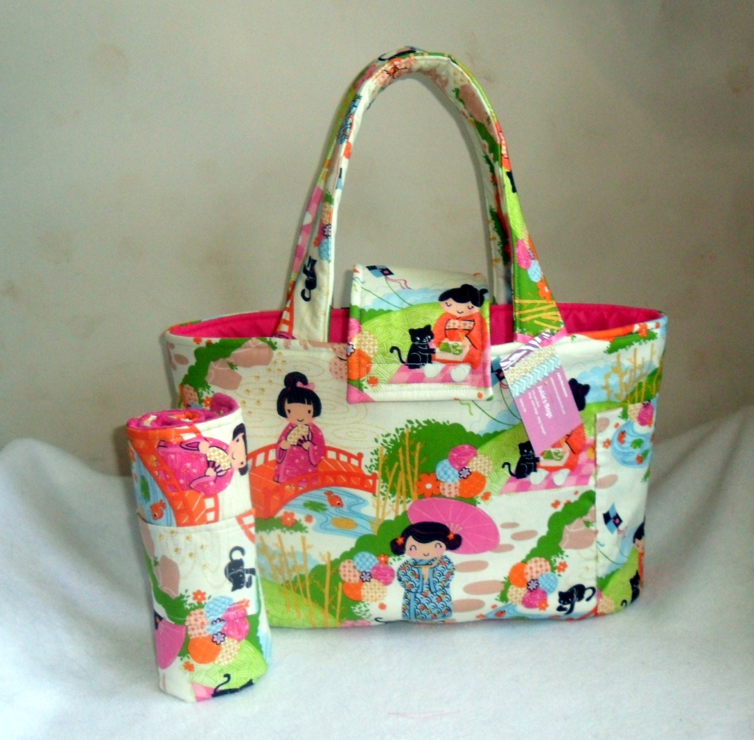 Large Aoi Has 2 Sisters Asian Diaper Bag Tote Set