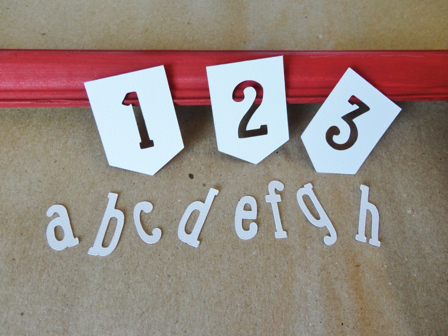 Die cut letters and numbers scrapbook embellishment card