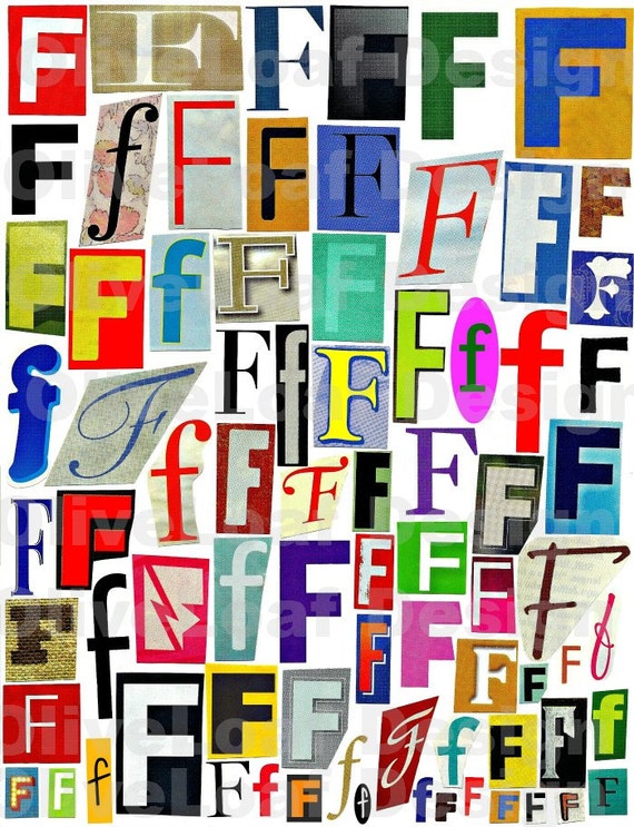 MultiColor Single Letter f-F Printable Digital Single Letter