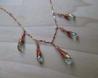 Swarovski Crystal Teardrop Necklace, Pale Green Crystal Necklace, Bridal Jewelry Mother's Day gift