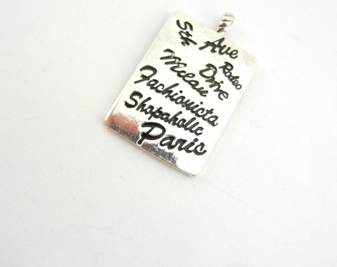 Silver-tone Shopping Message Charm