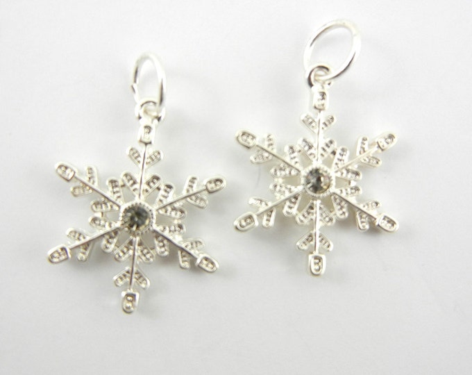 Pair of Bright Silver-tone Snowflake Charms