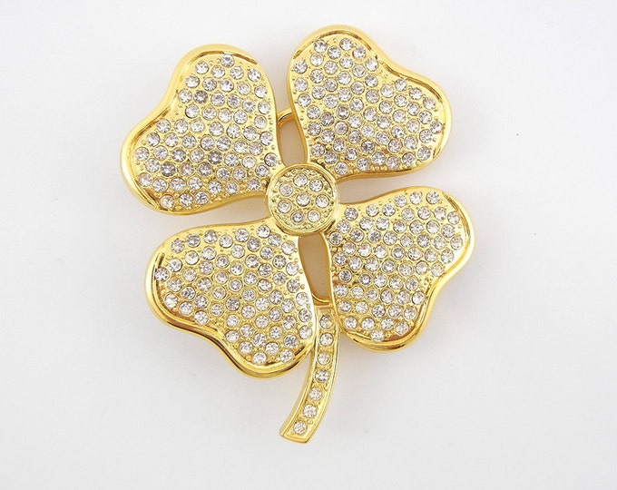 Large Gold-tone Four Leaf Clover Belt Buckle