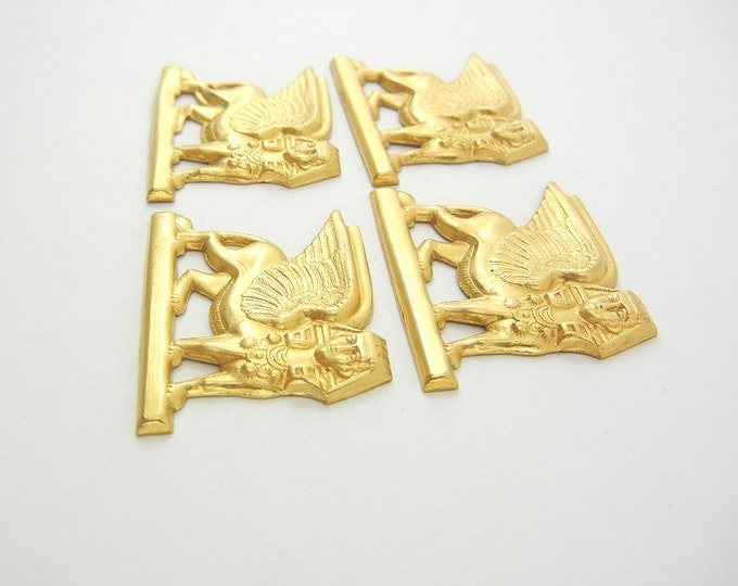 4 Right Facing Brass Facing Egyptian Sphinx Stampings