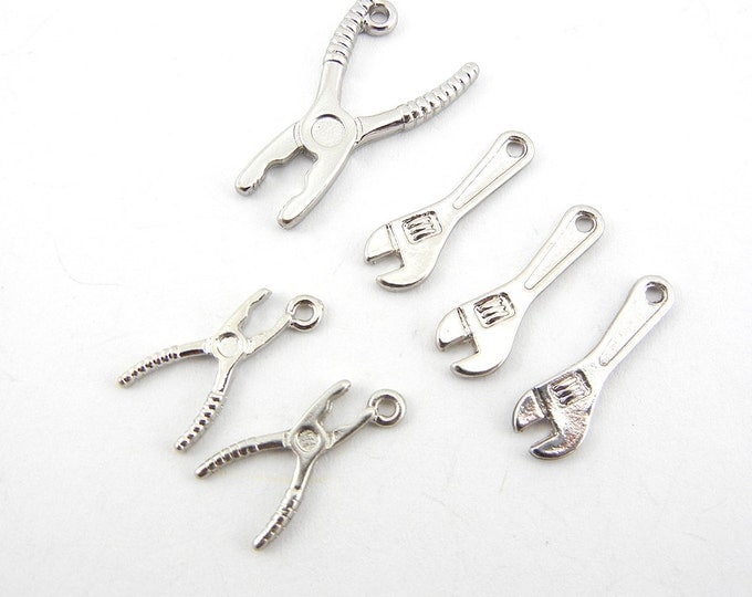 Set of 6 Tool Charms Wrenches and Pliers