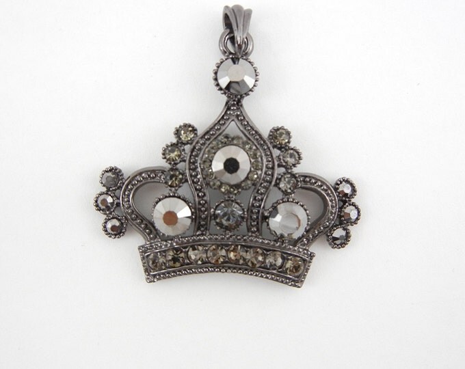 Hematite Crown Pendant with Hematite Rhinestones