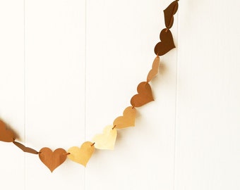 Gold Heart Garland Gold Anniversary Garland Valentine Garland Wedding Decoration Adjustable Hand Sewn