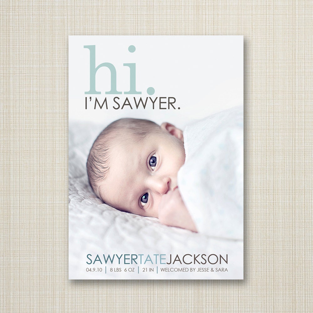 hi birth announcement photo birth announcement baby boy