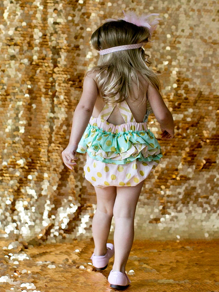 Fancy Romper Party Romper Pink and Gold by PalmTreePrincess