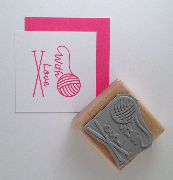Made with Love Knitting Rubber Stamp