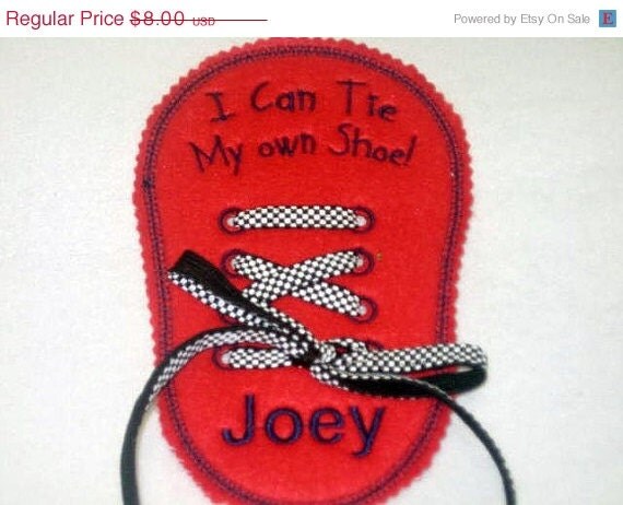 Christmas in July Sale Boys Felt Personalized Learn to Tie Your Shoe Great Educational learning toy Il_570xn