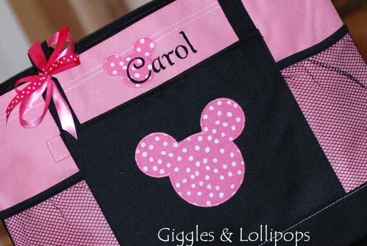 Personalized large zippered Disney tote bag by GigglesandLollipops
