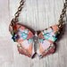Butterfly Necklace Pink, Peach, Apricot, Cornflower Blue Moth Pendant Gift Box