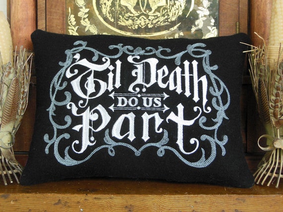 Til Death Do Us Part Wedding Vow Stitched on Linen Personalize