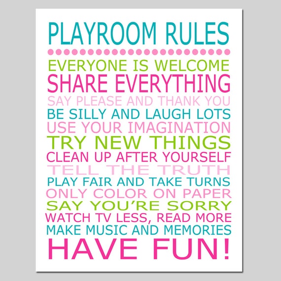 Playroom Rules Nursery Art Nursery Quote Nursery Decor Kids