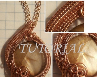 Wire Wrapping TUTORIAL, Wire Wrapped Pendant, Majestic Mother of Pearl, Wire Weaved Jewelry Pattern, DIY Wire Weave Jewelry Pendant Project