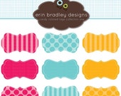 50% OFF SALE Scrapbooking Frames Clipart Clip Art in Red Blue Orange Polka Dots and Stripes Personal & Commercial Use Il_170x135
