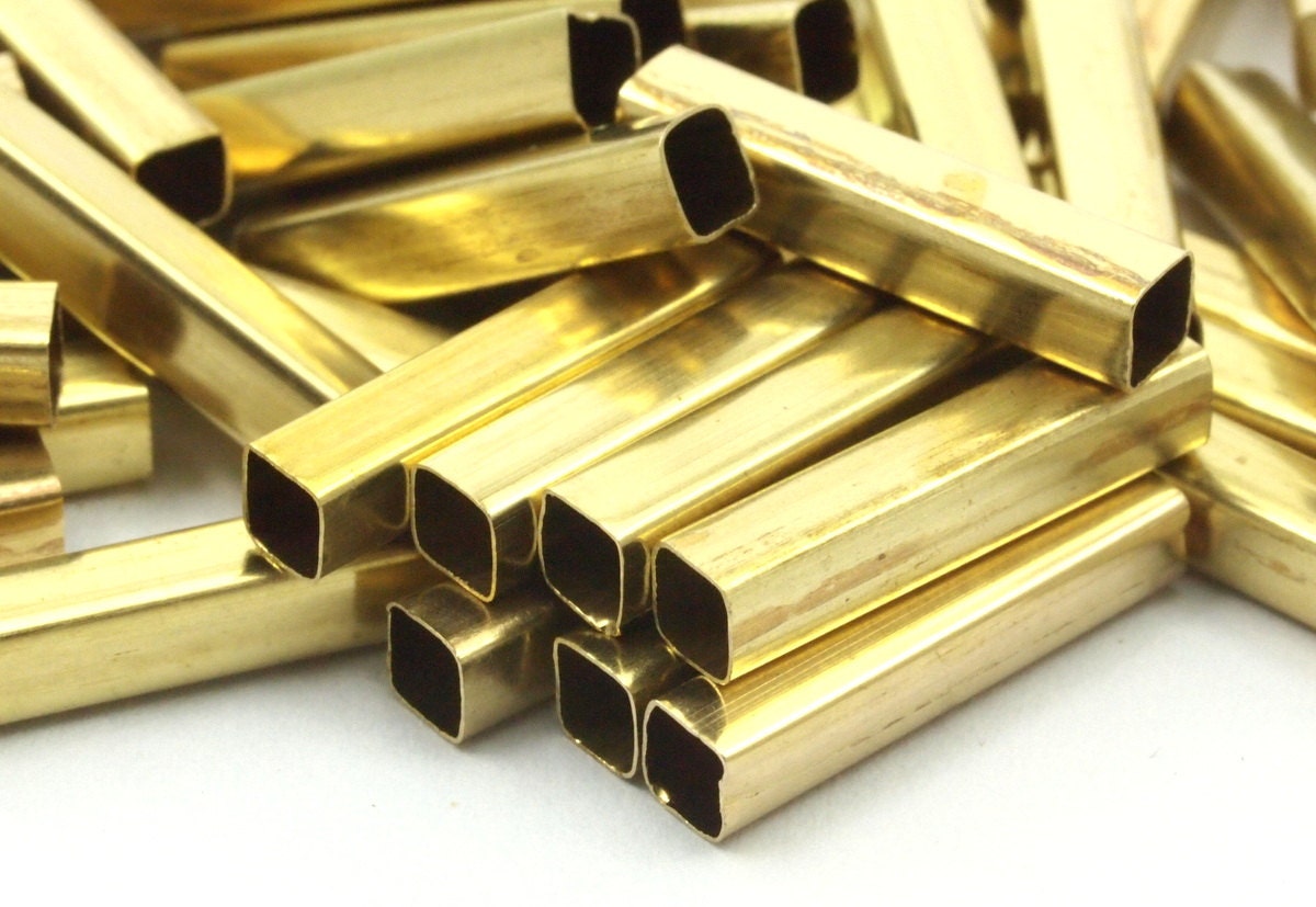 Geometric Brass Tube 40 Square Raw Brass Tubes 15x3x3mm
