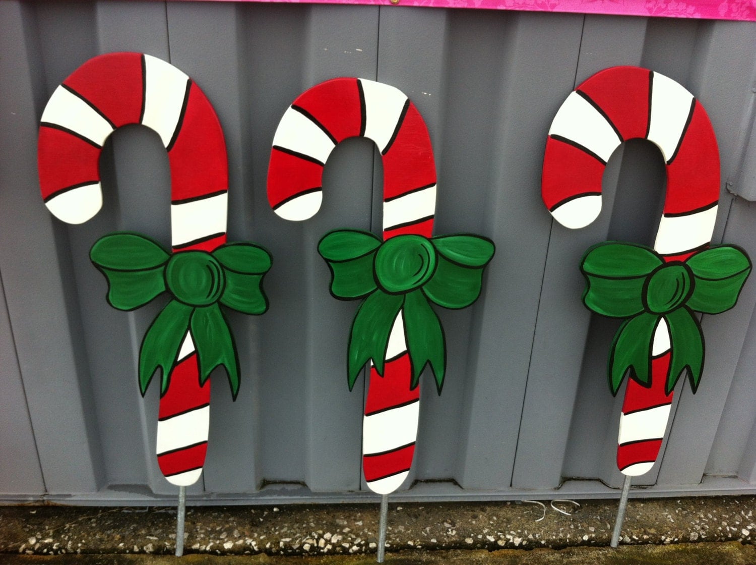 Christmas Candy Cane 1 pc Holiday Wooden Yard Art