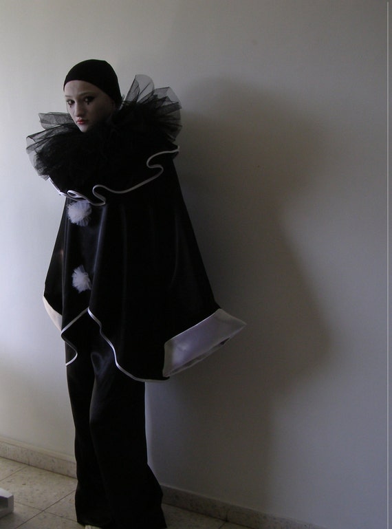 Black Pierrot Whiteface Costume Pierrot Costume Pierrot