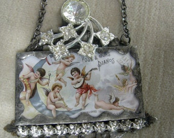 Soldered Glass Assemblage Necklace - Cherub Orchestra